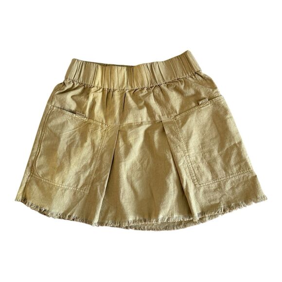 Free People Dresses & Skirts - Free People Mariposa Mini Skirt Cocoa Pleated Utility Cotton‎ Raw Hem XS NWT
